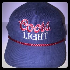Vintage CORDUROY 80’s Coors Light Blue Snapback